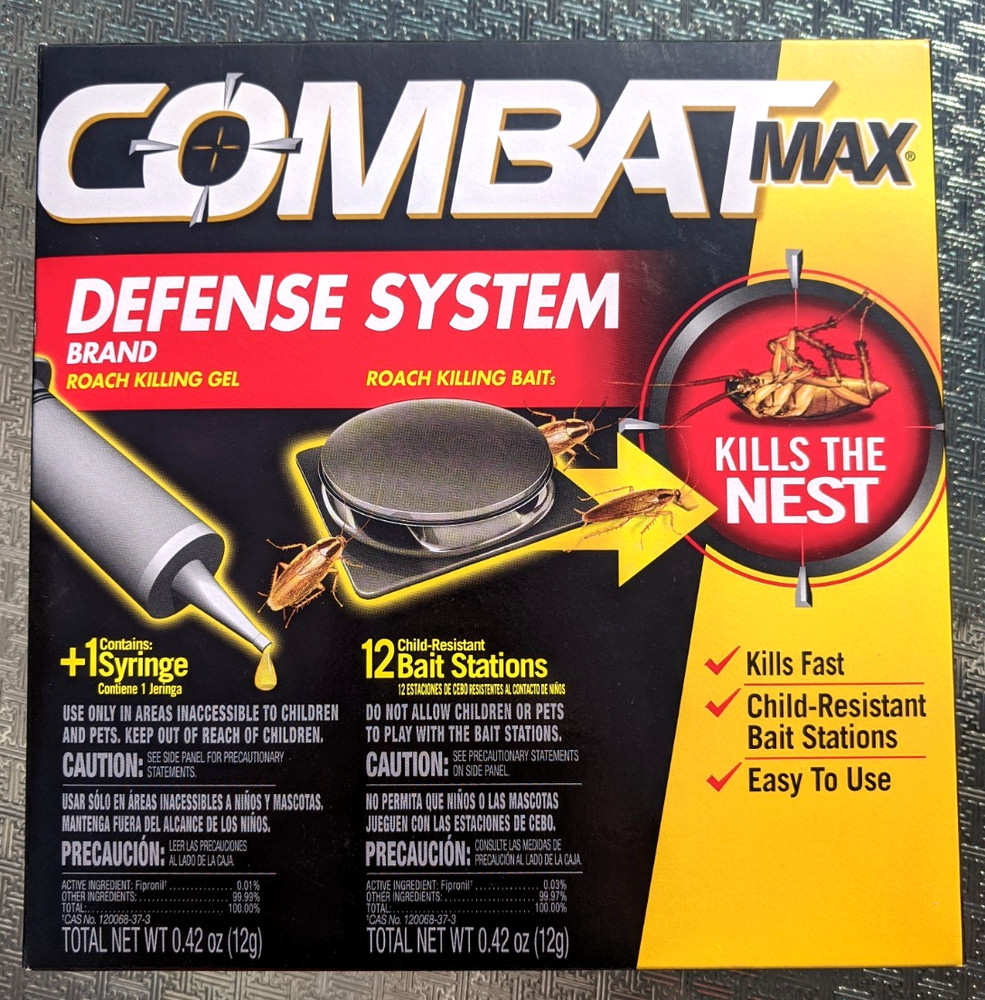 2 PACK Combat Max Defense System Roach Killing Bait & Gel 24 Stations Total