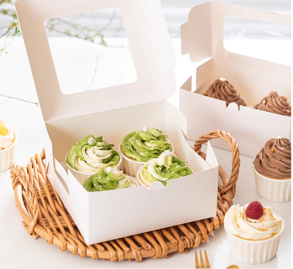 5 Pack Cupcake/Muffin Cases With Tray Bottom, 4 Grids Per Pack With Clear Window