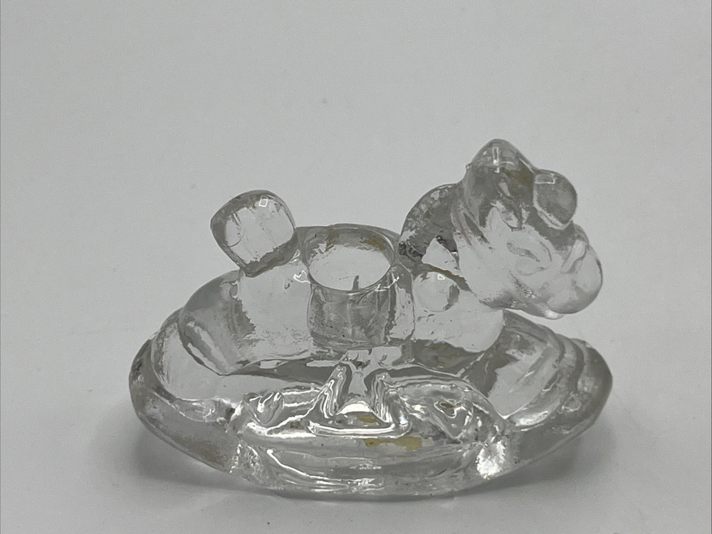 Two Sets of Solid Glass Rocking Horse Candle Holders Clear