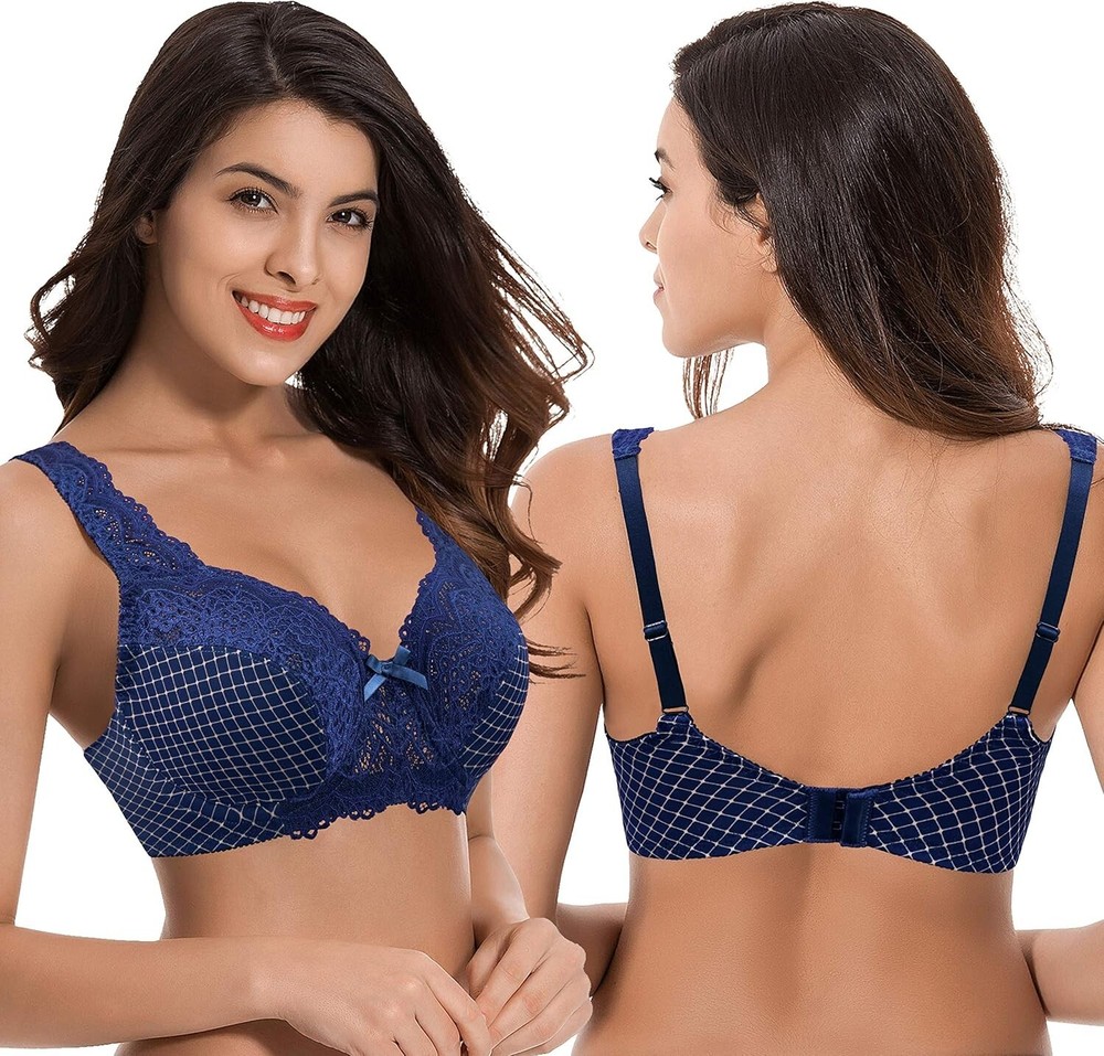 Curve Muse Women's Minimizer Unlined / Unpadded Underwire Bra 38C 2-Pack