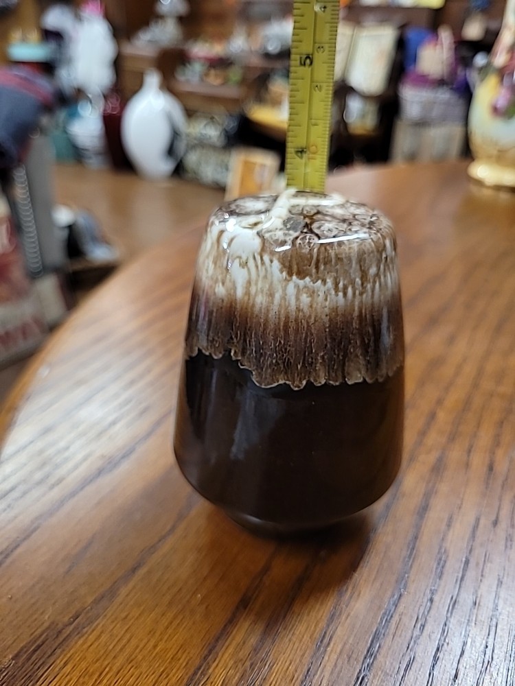 Art Pottery Brown Drip Pepper Shaker Single Unknown Maker