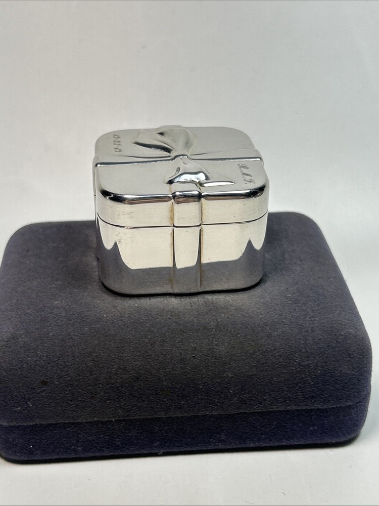 Tiffany & Co Spain Sterling Silver Present Gift Box Wrap Trinket Box Engraved
