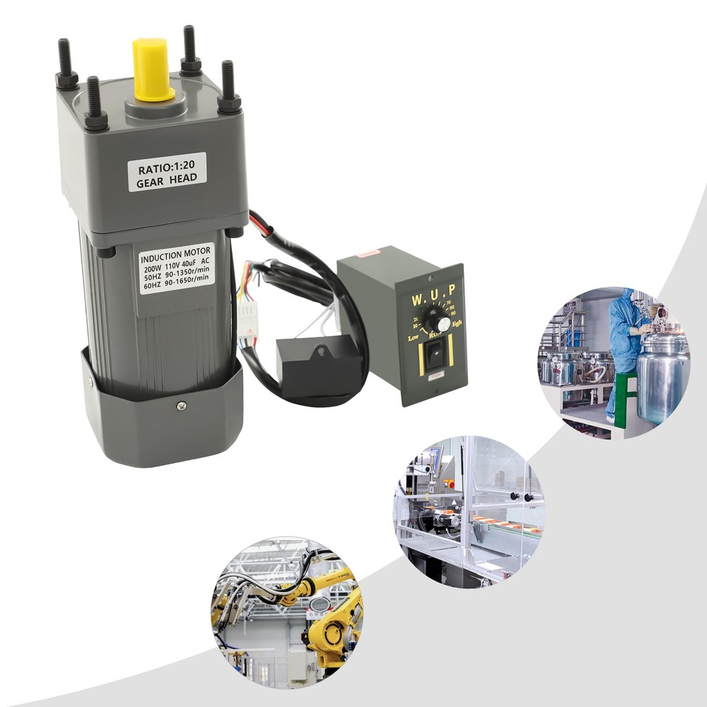 200W AC Gear Motor With Speed Controller Electric Variable Single-Phase 20K 110V