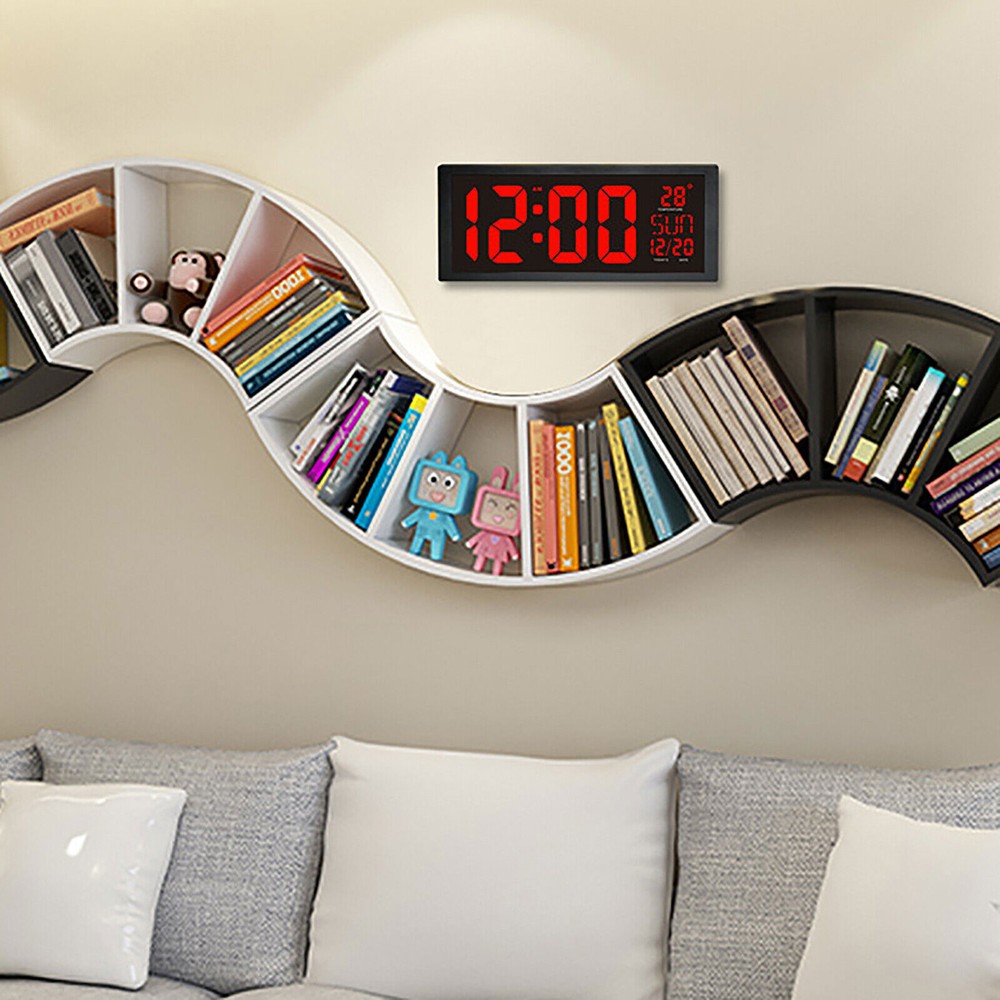 Digital Wall Clock Large Display with Time Date Temperature LED Digital