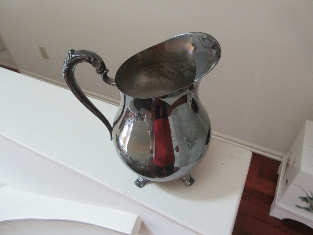 Pitcher , Silver Plated , 4 Footed , 9" High ,19" Circumference , Vintage