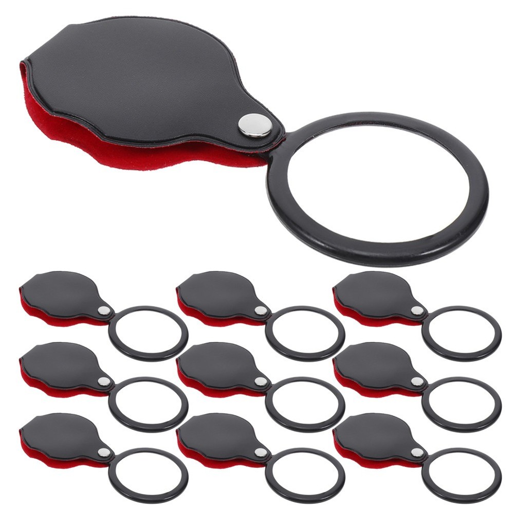 10 Pcs Mini Folding Magnifying Lenses Handheld Rotating Magnifier
