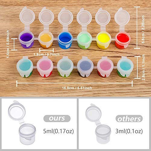 36 Pcs Empty Paint Pots, Small Paint Containers with Lids, Easy Open 6 Strips