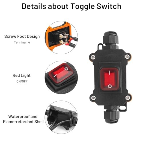 12V Inline Cord Switch, 20A DC Inline Switch 4Pin 2 Position On/Off Toggle