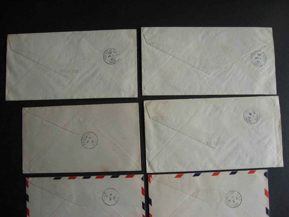 Canada FFC 7 different 1932 first flight covers 3 NWT, 3 SK check them out!