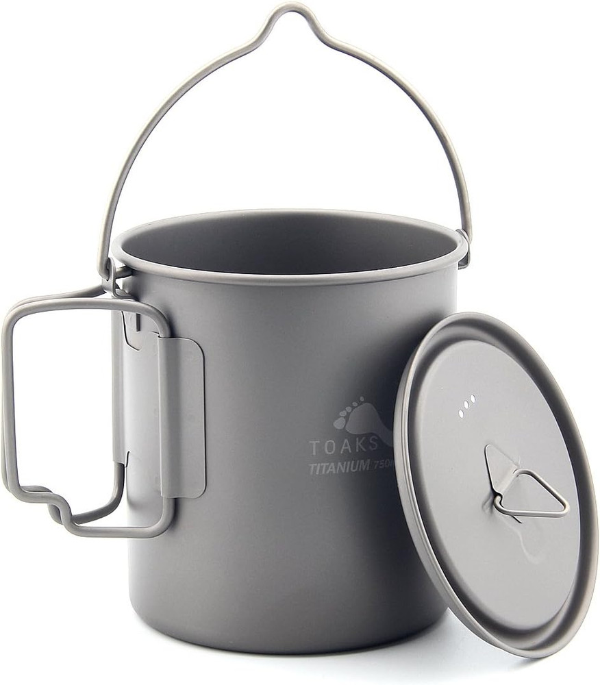 Titanium 750Ml Pot with Bail Handle for Ultralight Camping, Backpacking Cookware
