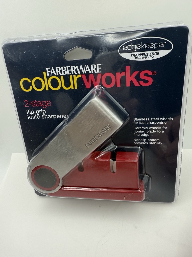 Faberware 2 Stage Flip Grip Knife Sharpener Red NEW