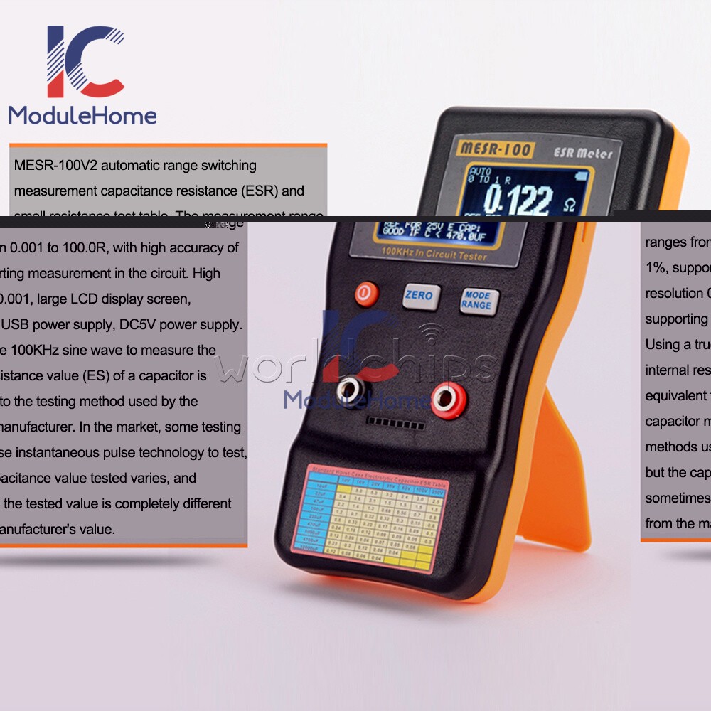 MESR-100 ESR Capacitance Ohm Meter Capacitance Internal Resistance Circuit Meter