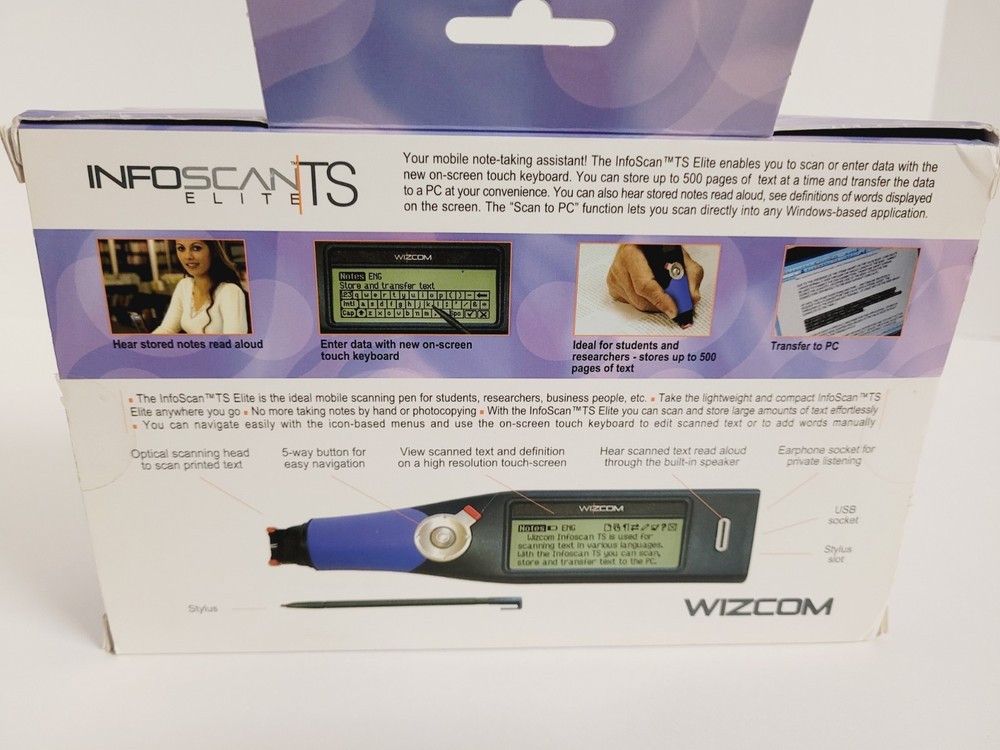 Open Box Wizcom Infoscan Elite TS Mobile Text Scanner with Touch Screen