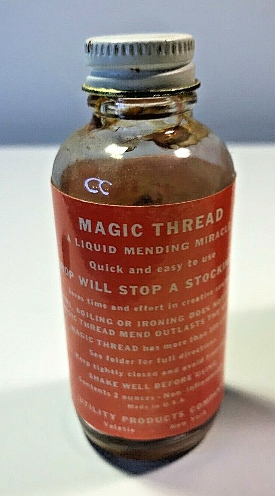 VINTAGE Magic Thread Mending Miracle Vintage Advertising BOTTLE