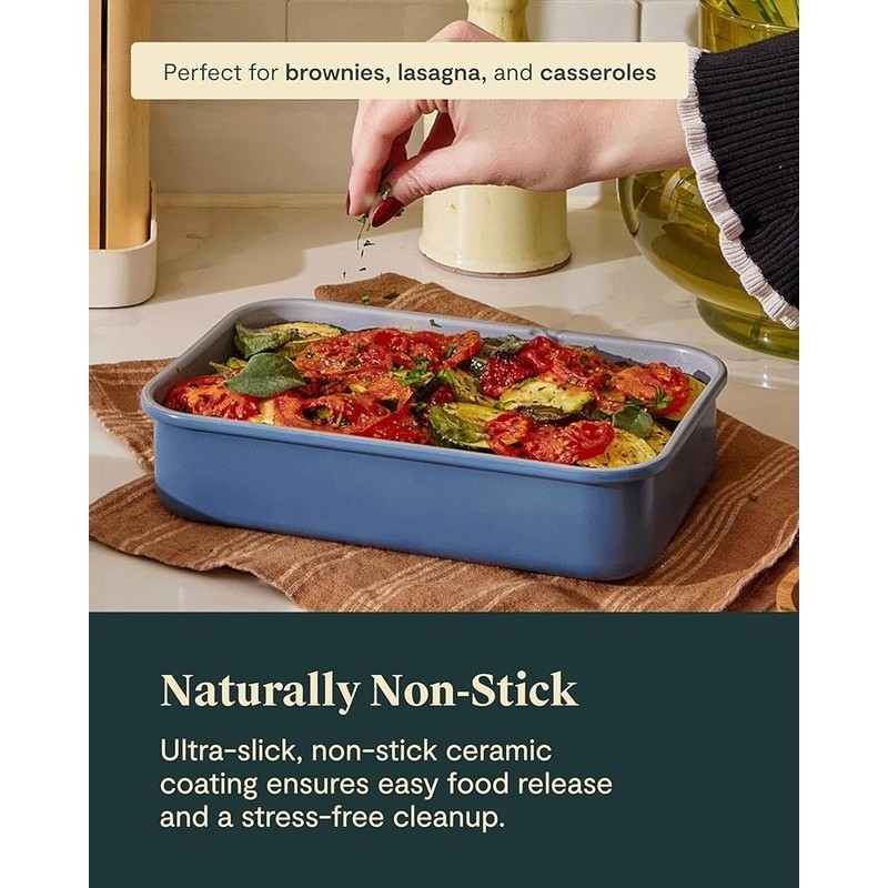 Non-Toxic Ceramic Bakeware Small Rectangular Pan Oven Safe Easy Cleanup Durable