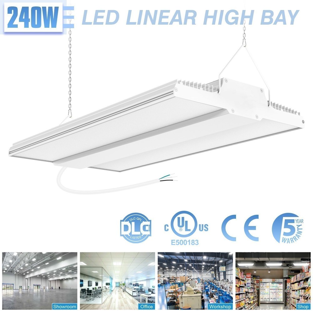 4Pack 240W LED Linear High Bay Light Industrial Warehouse Garage Ceiling Light