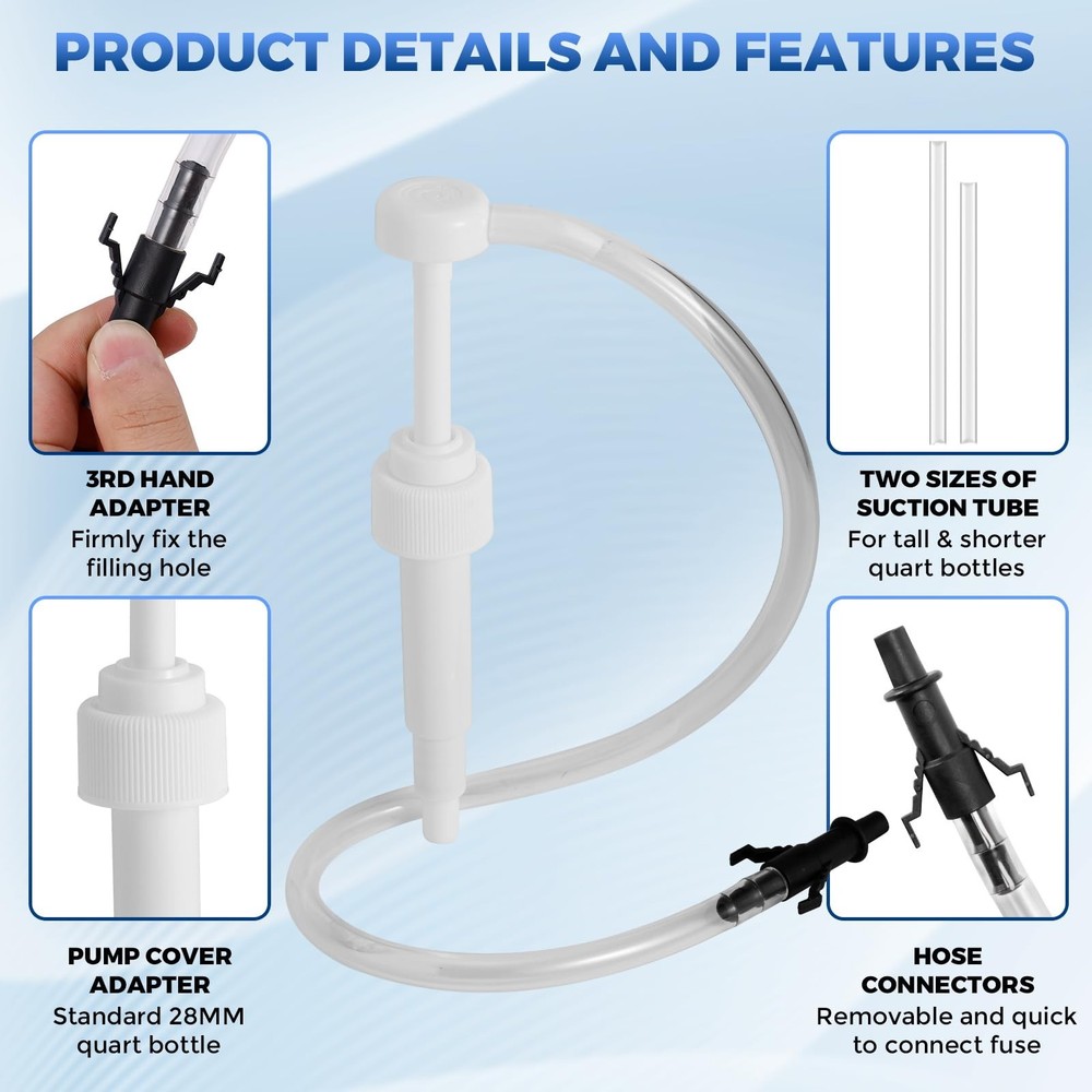 Fluid Pump for Standard Quart Bottles - 10cc Per Stroke， white