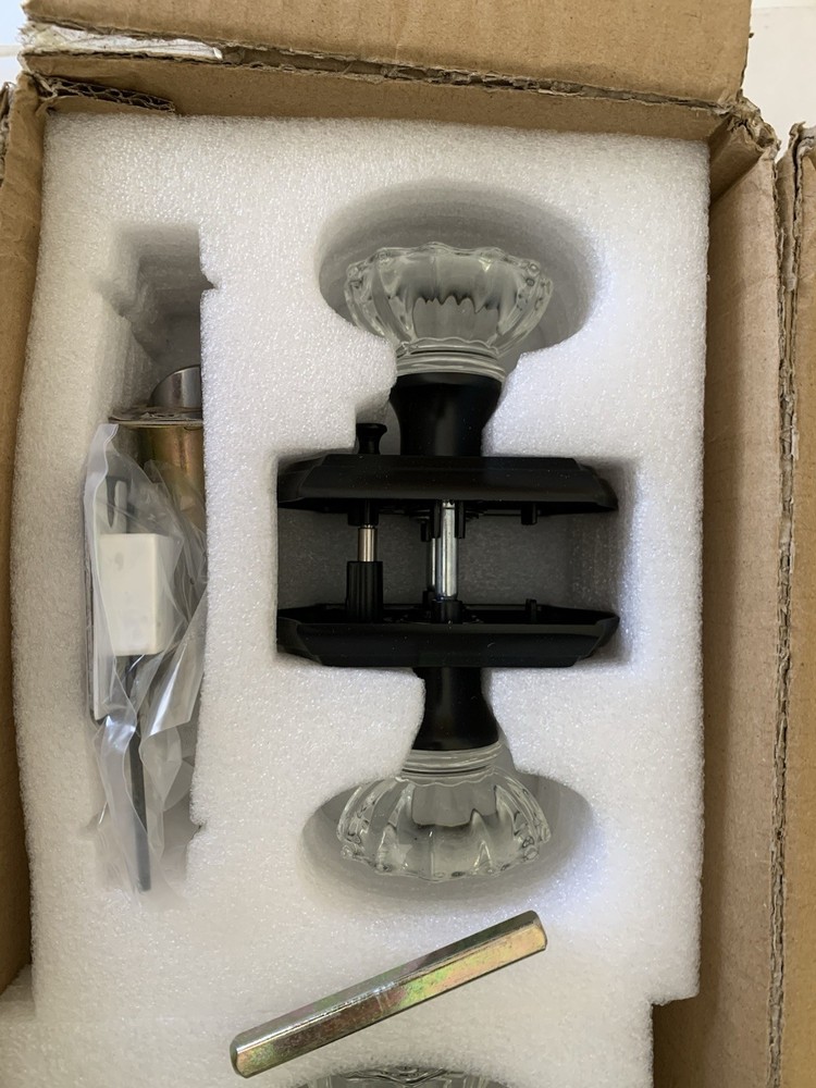 Calzibeno 6 Pack Crystal Door Knobs Glass Locking Privacy Matte Black Backplate