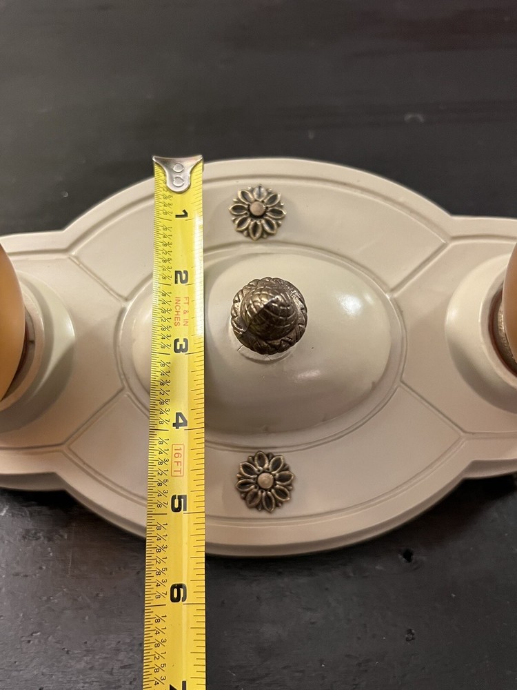 Pair Polychrome Rewired double bulb flush mount ceiling fixtures KB400
