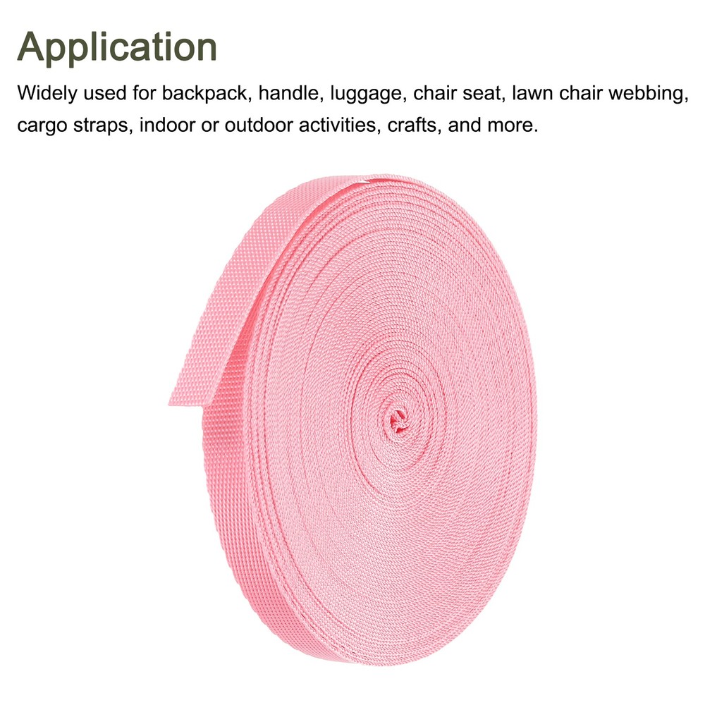 Flat Nylon Webbing Strap 3/8 Inch 10 Yards Cherry Pink for Backpack