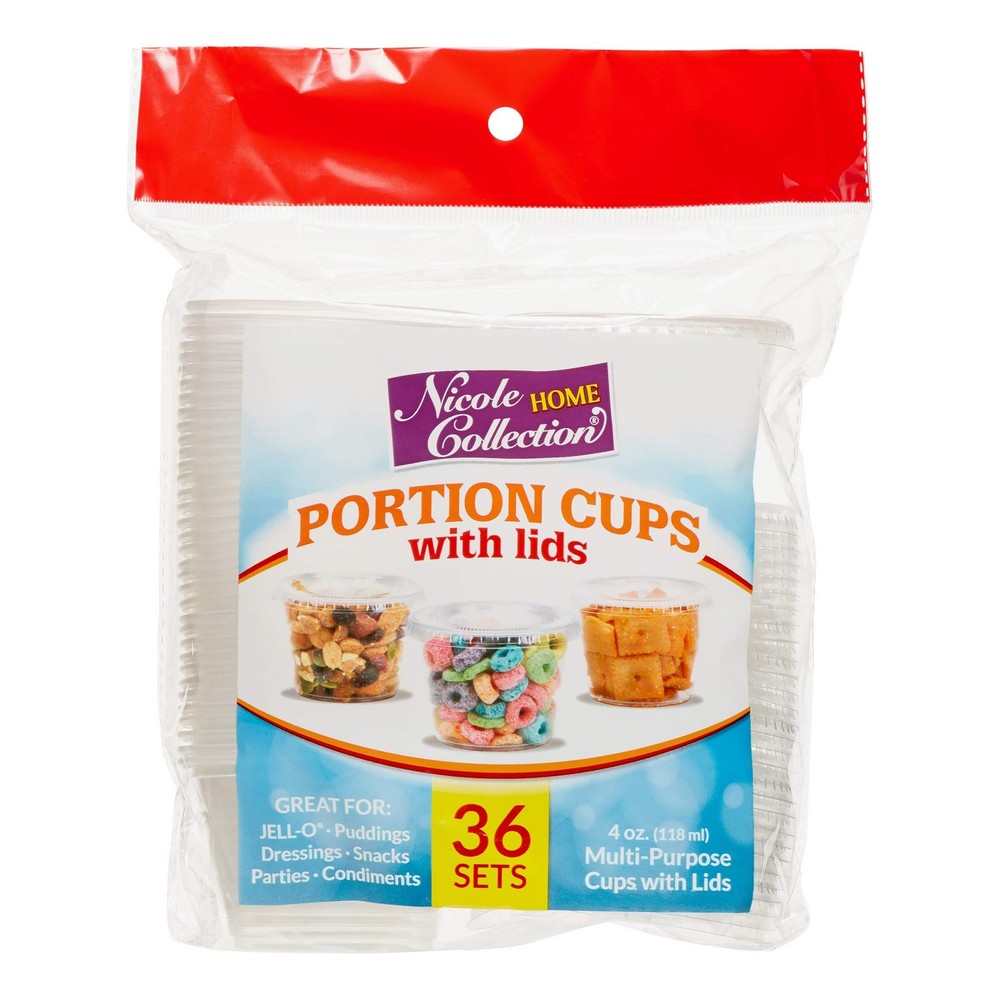 Premium Plastic Portion Cups with Lid (4 Oz.) 36 Pieces - Stackable, Leak-Pro...
