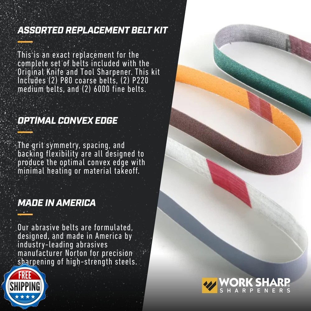 Official Work Sharp Knife and Tool Sharpener Assorted (P80, P220, 6000) Repla