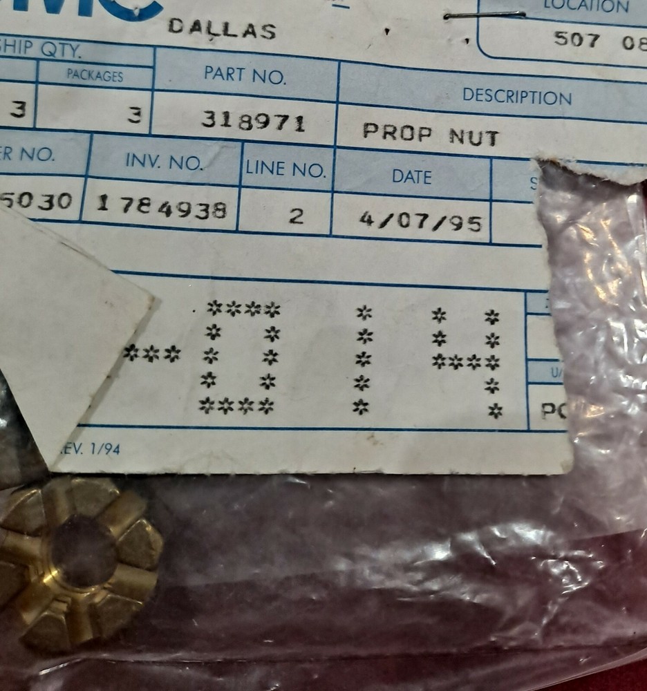 OMC/BRP/EVINRUDE PROP NUT P# 318971