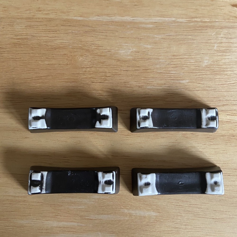 Four Heavy Ceramic Chopsticks Rests Black And White