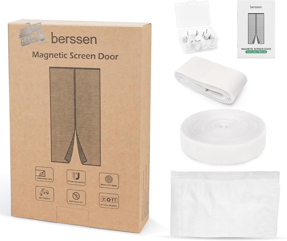Magnetic mosquito net 95x210cm white: fine net for doors, automatic closing