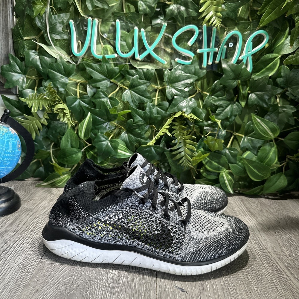 Nike Flyknit Men's Running Shoes 10 Free Run 942838-101 Oreo Black Gray