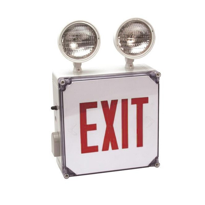 Exit/Emergency Light Wet Location Combo CWLXTEREM-HTR LED Red Letters