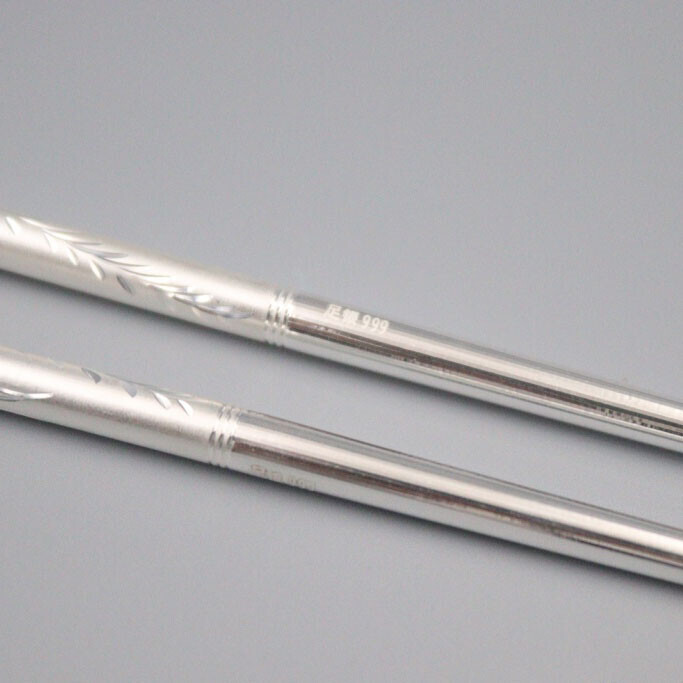 Real 999 Silver Chopsticks Home Tableware Dragon Pattern Crafts Chopsticks NEW