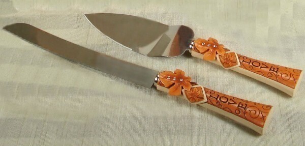 Fall  Autumn Themed Cake Server Set Rhinestone Accents, Wedding Cake Server Set