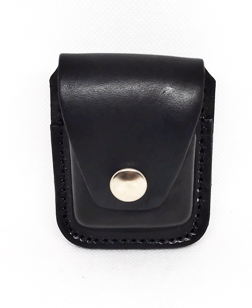 Ramsons Black Leather Solid Black Lighter Case W/ Belt Hoop
