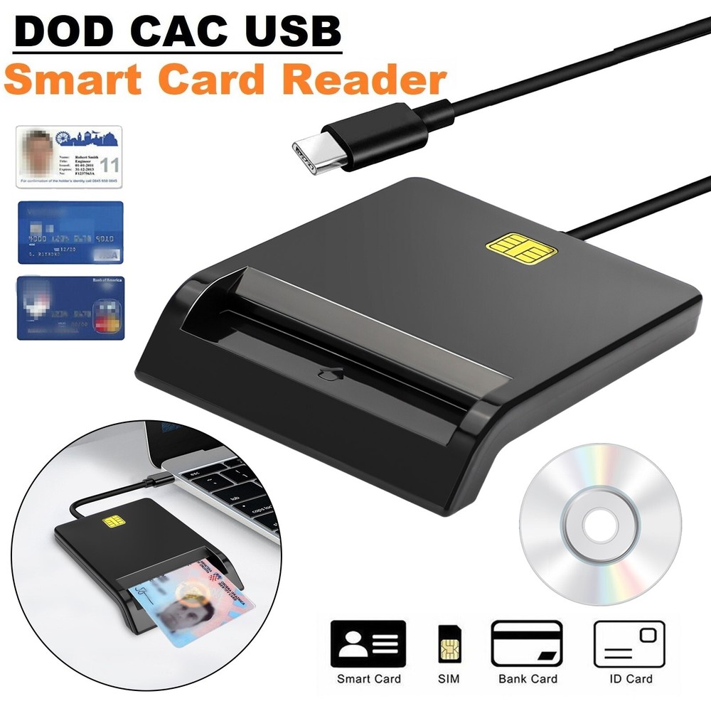 USB C Smart Card Reader DOD Military CAC Common Access for Windows 7/8/10 Mac OS