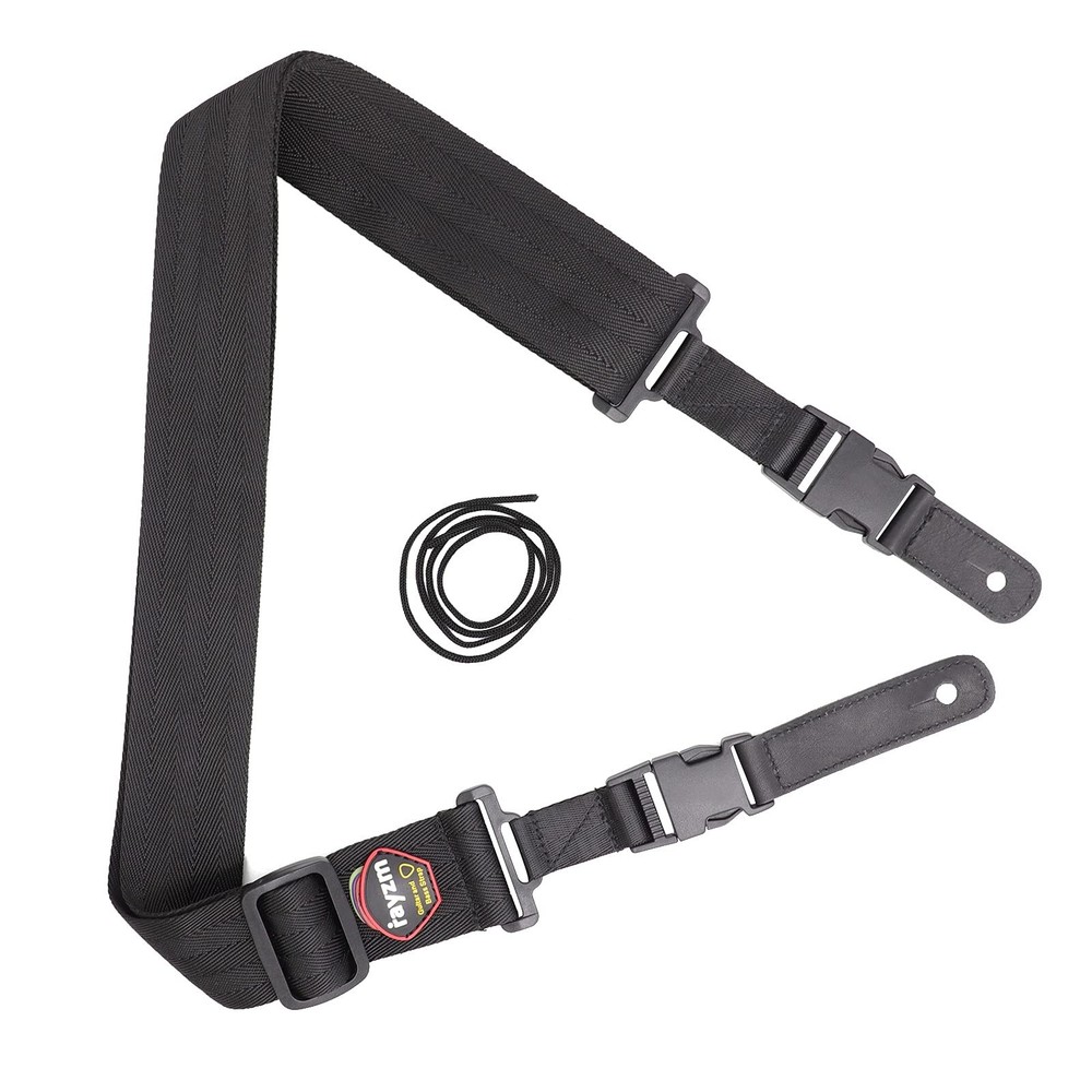 Rayzm Guitar Strap with Quick Release Clips, Black Anti-slip Medium,