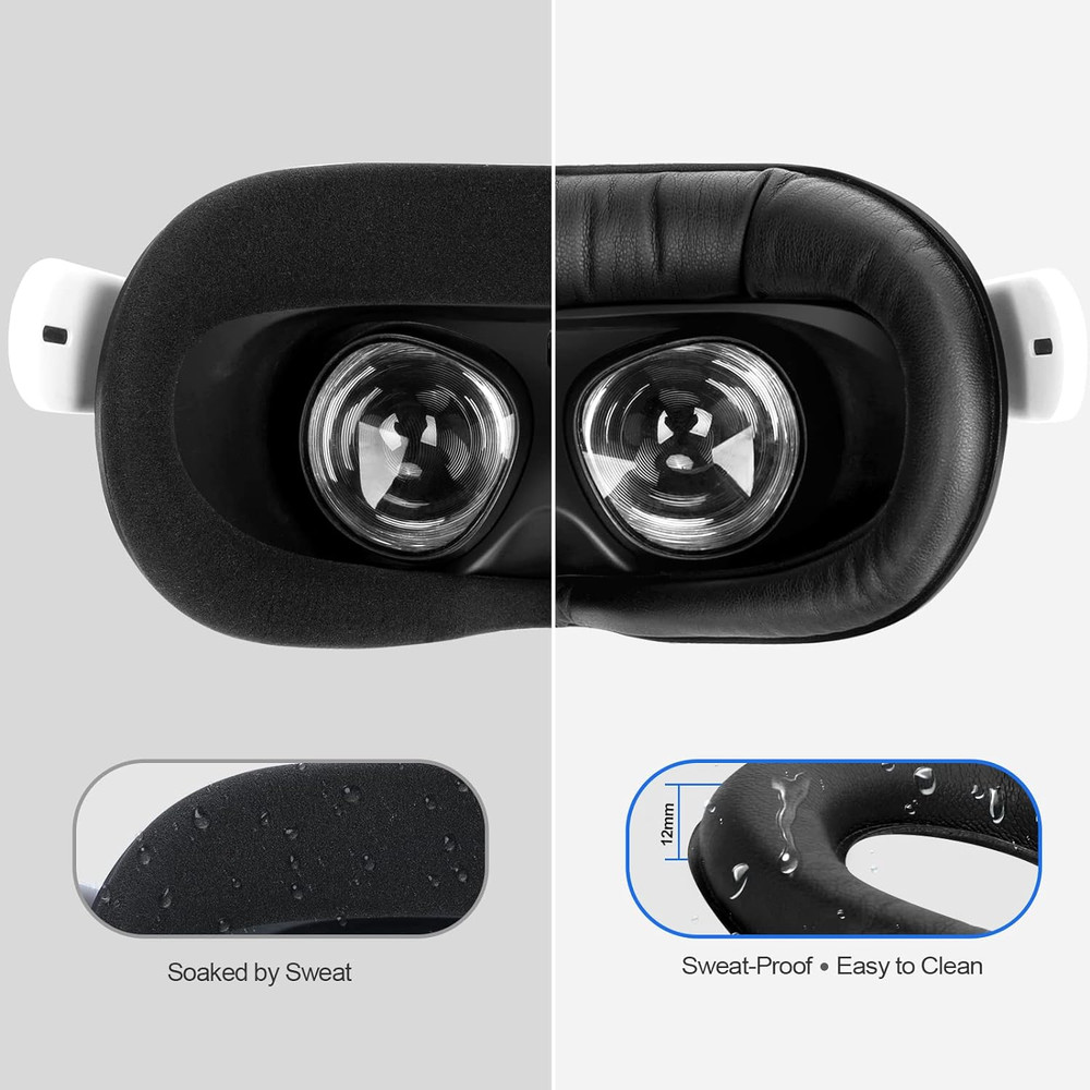 Facial Interface & Face Cover Pad for Oculus Quest 2, Sweat-Proof PU Foam Cushio