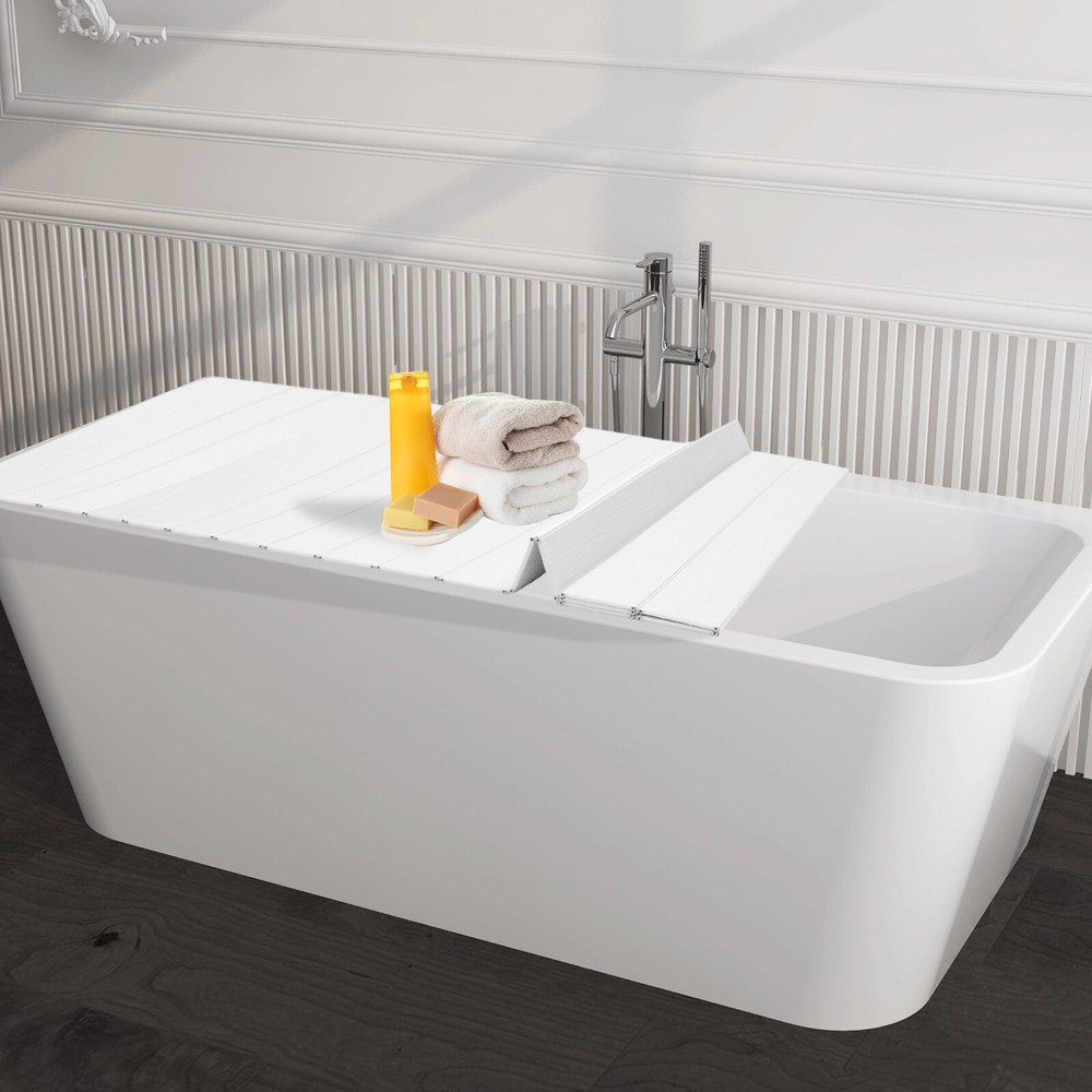 Modern Folding Bathtub Cover Rectangular Insulation Dust Cover White Bath Lid