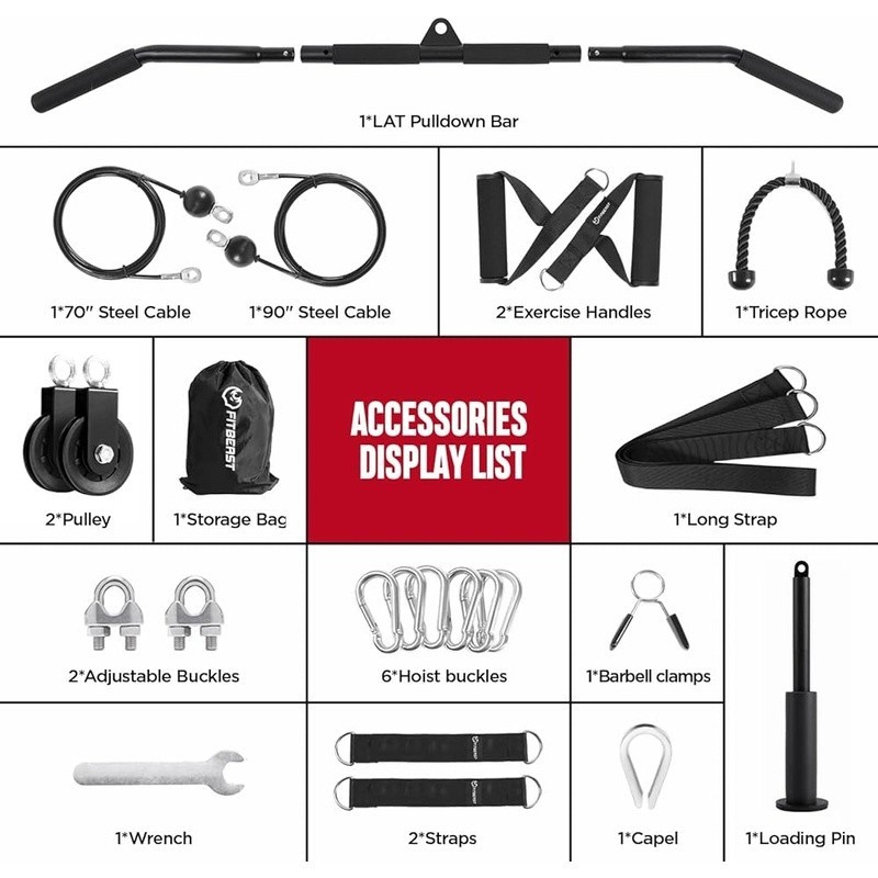 Pulley System Gym Cable Weight Pulley System for LAT Pulldown Bicep Curl Workout