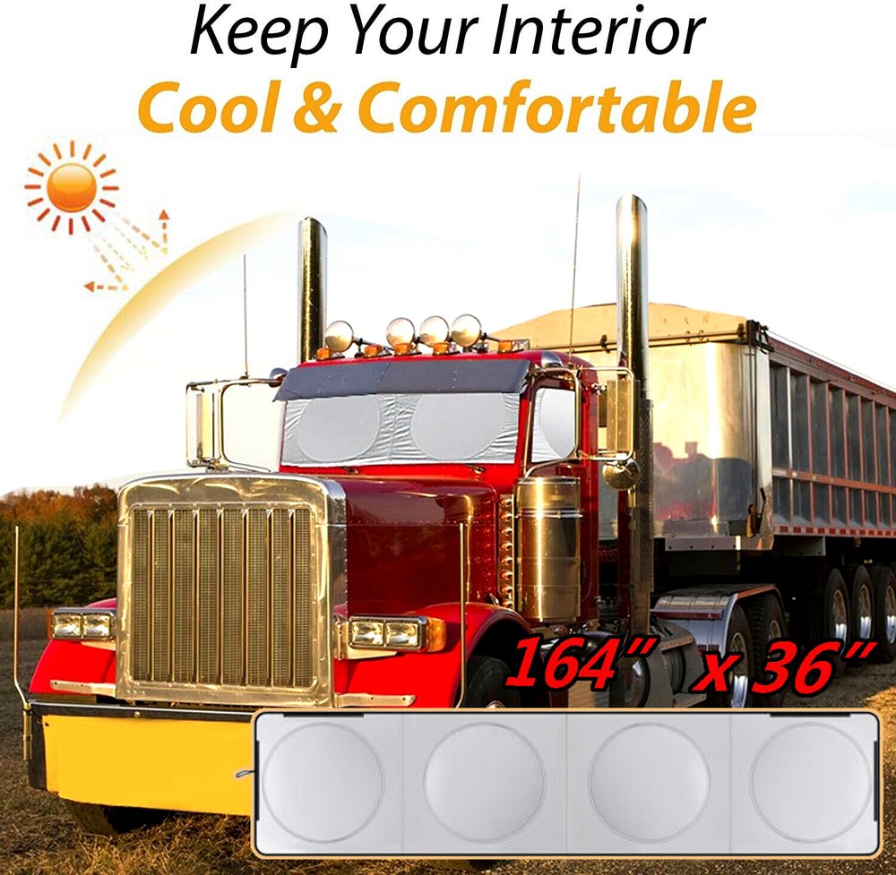 Truck Front Windshield + 4 Side Window Sunshade Sun Shade Visor For Semi Trucks