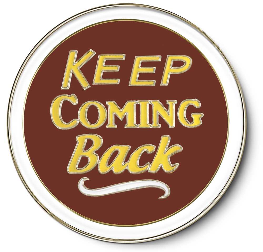 ONE DAY AT A TIME COFFEE POT 12 Step Recovery Program Enameled Medallion