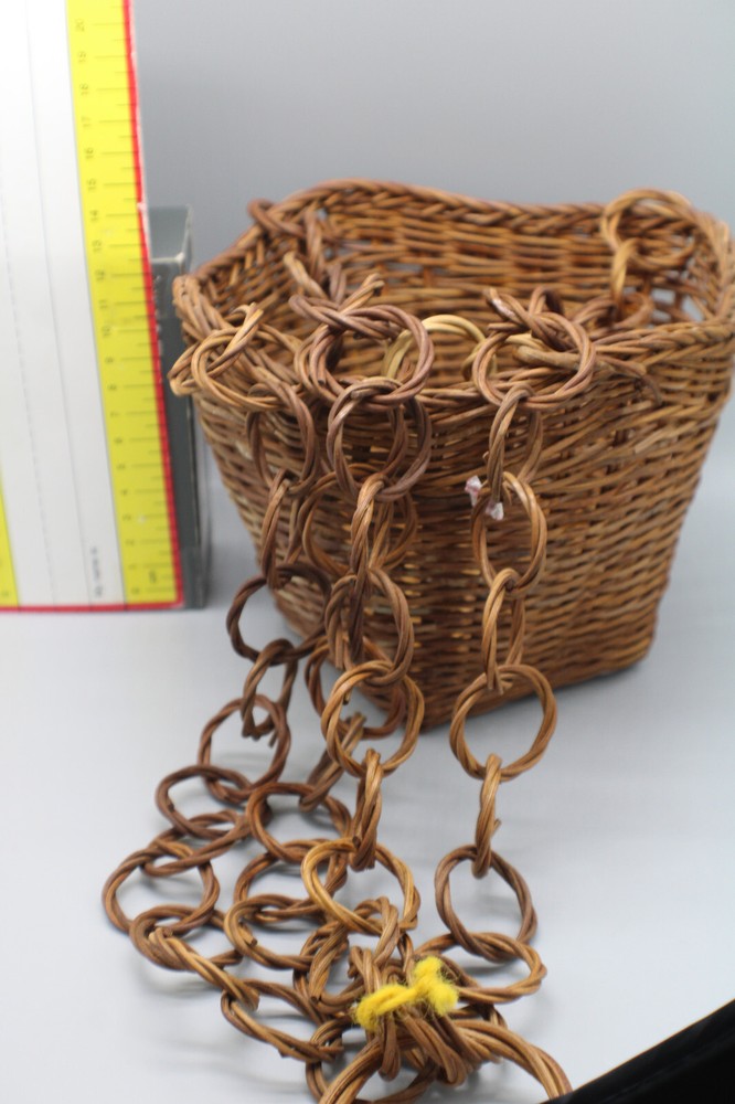 Hanging Wicker Basket with wicker interlocking hoops