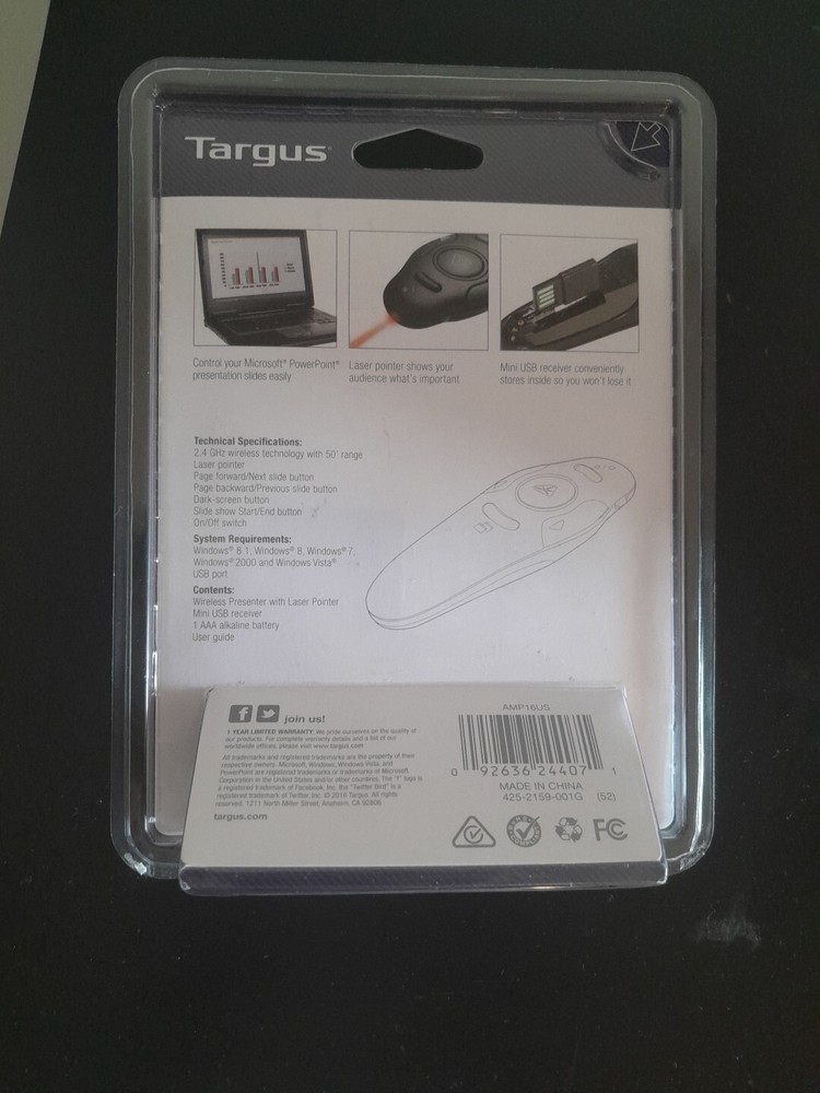 Targus Wireless USB Presenter with Laser Pointer - AMP16US
