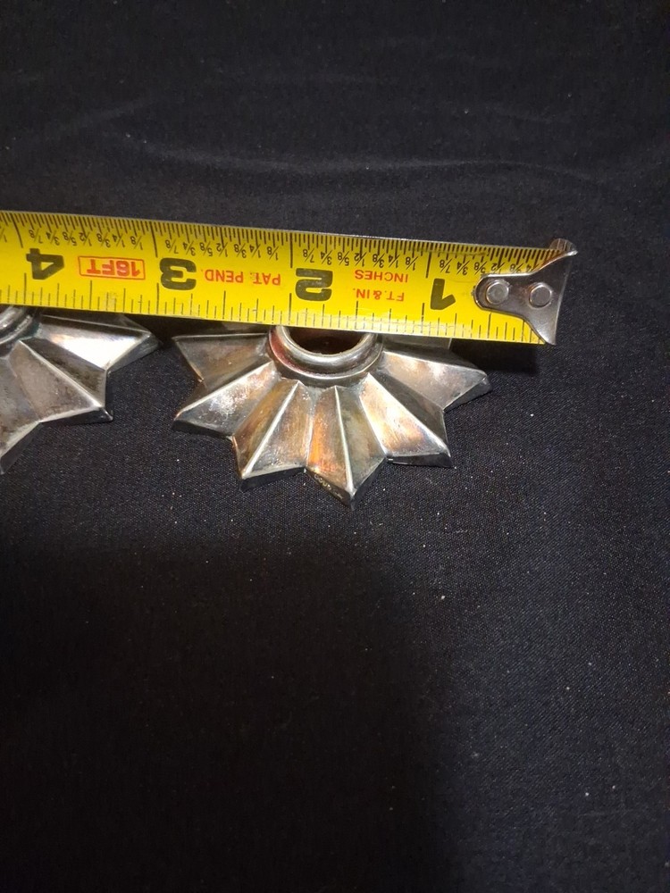 Antique 830 S Silver Candleholder Candlestick Holders Pair Star Snowflake
