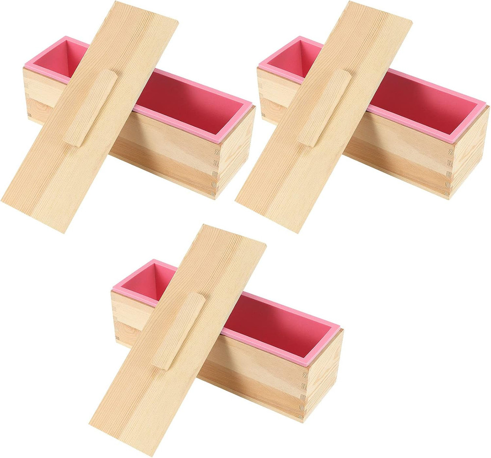 3 Set 42 Oz Silicone Soap Loaf Mold, Flexible Rectangular Silicone Soap Mold wit