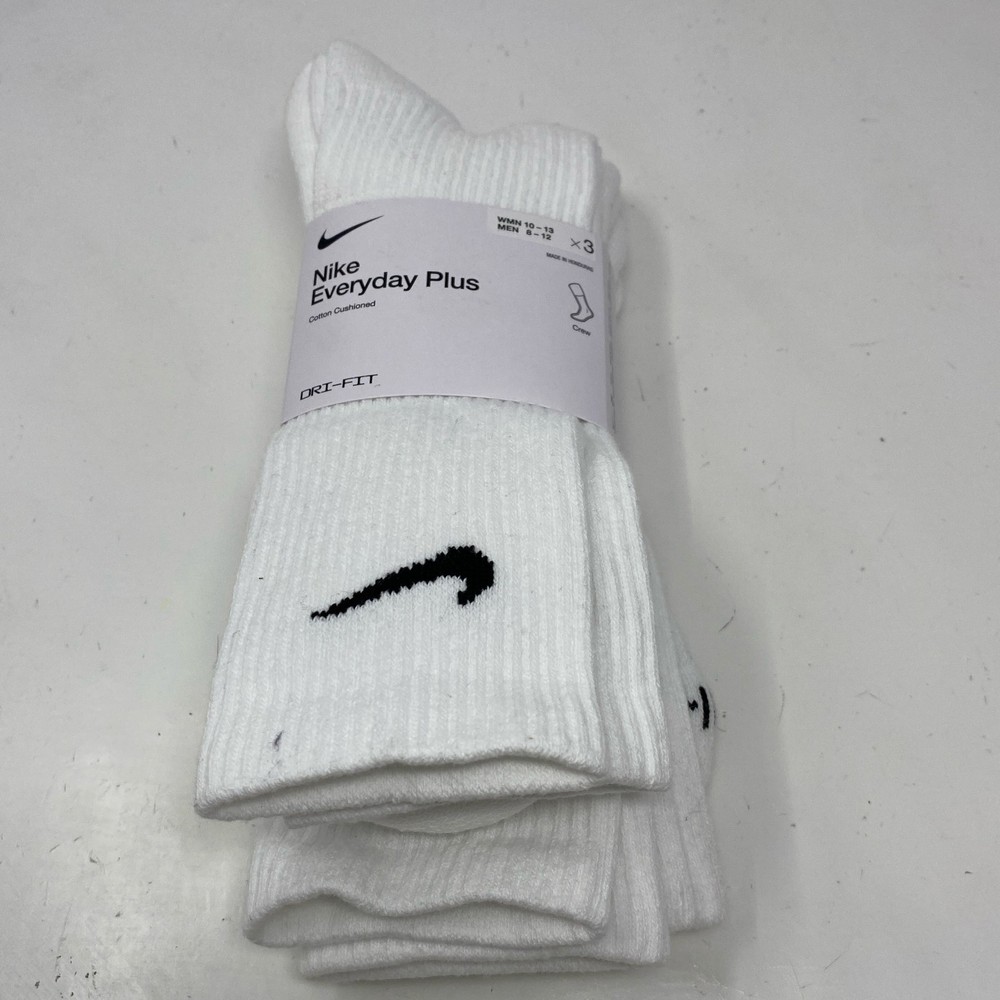 Nike Everyday Plus Crew Socks 3-Pack White LG M8-12/W10-13