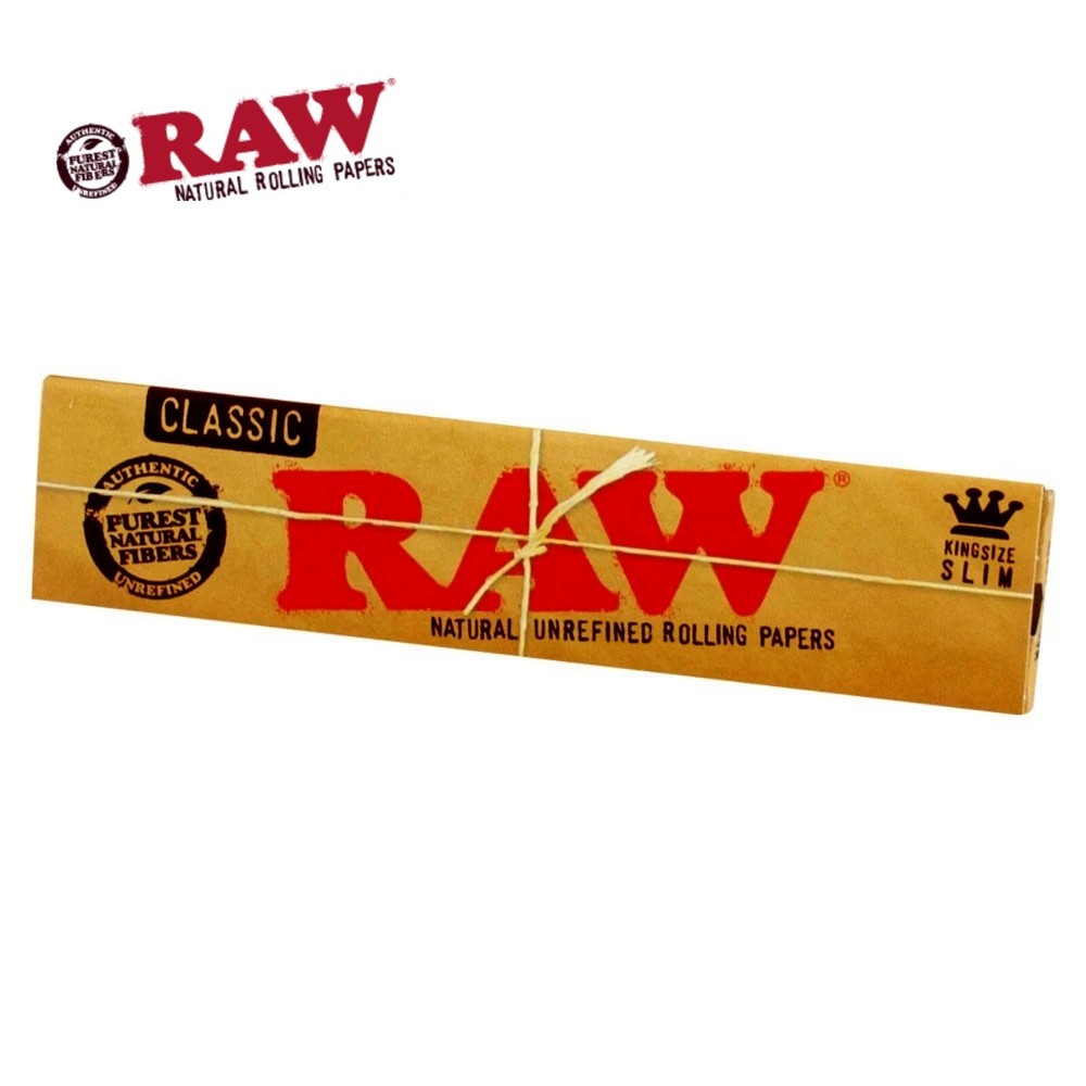 AUTHENTC Raw Classic King Size Slim Rolling Paper Full Box 50 pack, 32 Per Pack