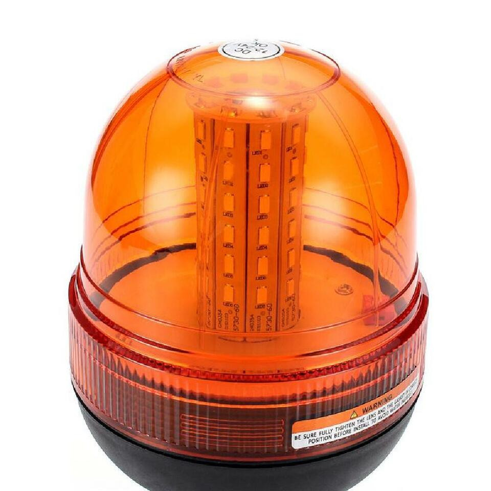 60 LED Amber Rotating Flashing Beacon DIN Pole Mount Tractor Warning Light E9