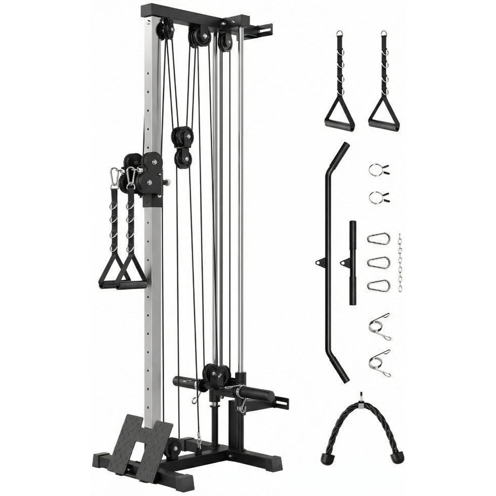 Adjustable Dual Pulley Cable Machine,LAT Pulldown&Crossover Station for Home Gym