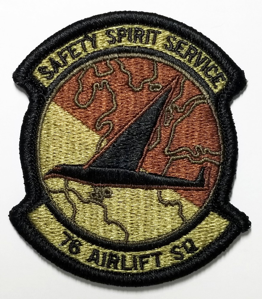 US Air Force 76th Airlift Squadron Subdued Hook Back Patch